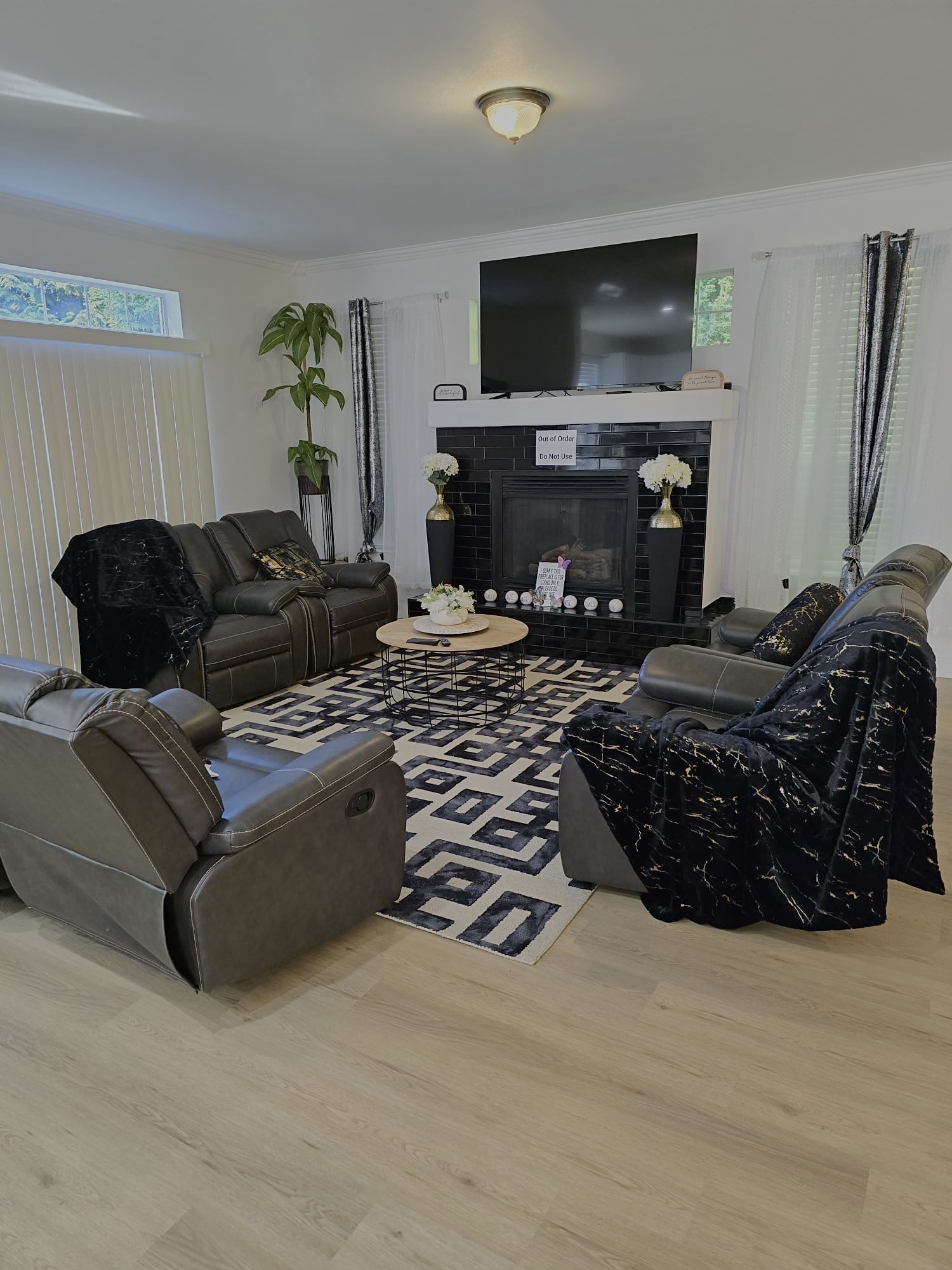 Second living view toward fireplace